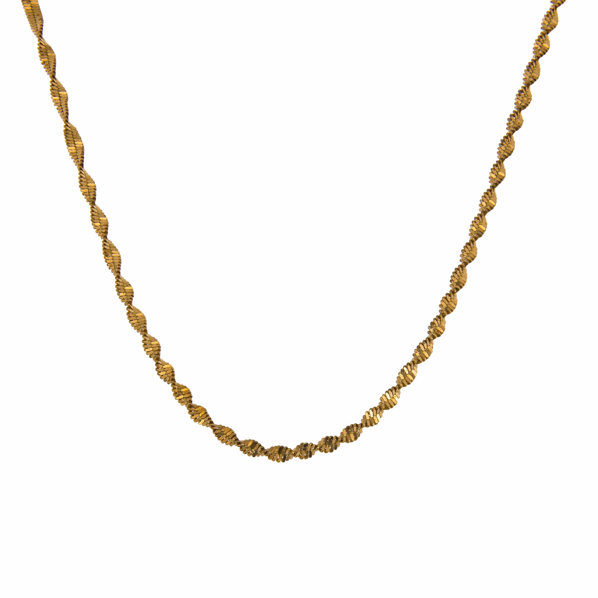 Twisted textured gold layering necklace