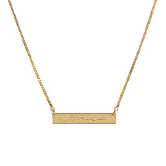 Love bar gold engraved necklace