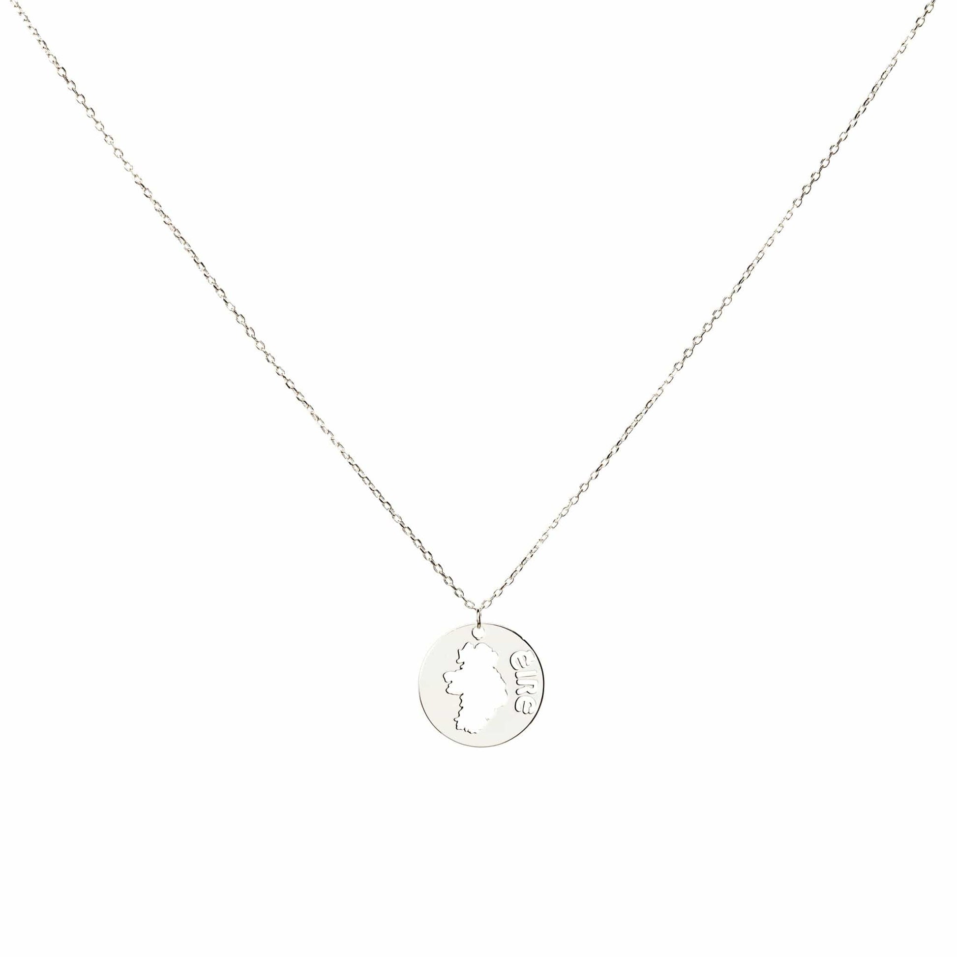 Silver irish map necklace