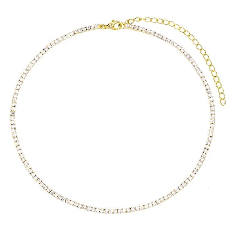 Continuous cubic zirconia diamonds clear tennis necklace