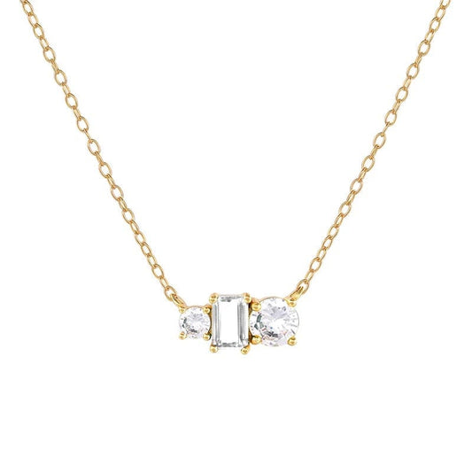 Bridal Triple Gem Stud Necklace