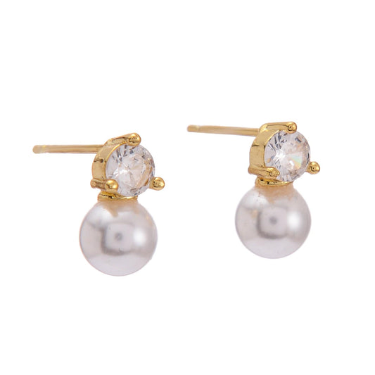 Bridal clear stone with pearl drop stud