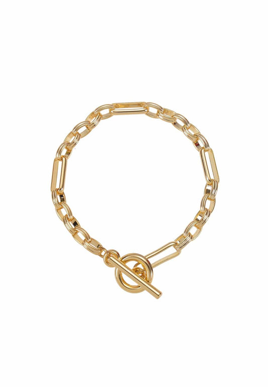 gold chain t-link bracelet