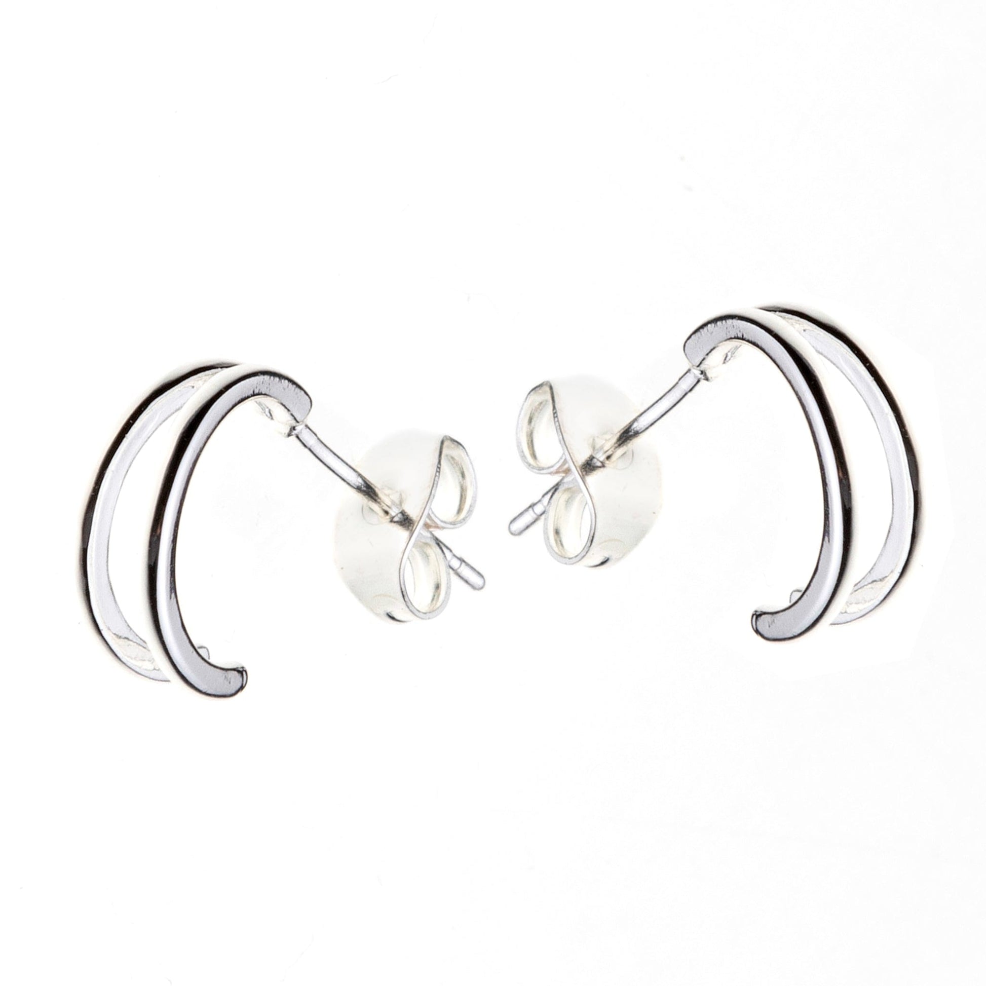 Double bar silver mini hoop earrings